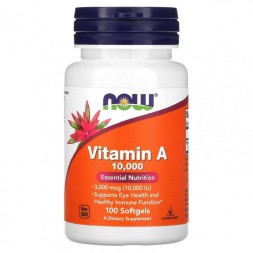 Комплексы витаминов и минералов NOW Vitamin A 10,000IU   (100 softgels)