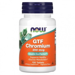 Комплексы витаминов и минералов NOW NOW GTF Chromium 200mcg 100 tabs  (100 tabs)